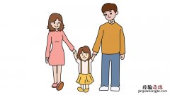 一家四口出游简笔画 一家三口出游简笔画