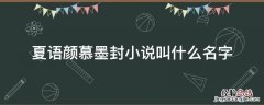 夏语颜慕墨封小说叫什么名字 什么小说里有叫夏墨染的