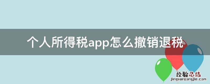 个人所得税app申请退税 个人所得税app怎么撤销退税