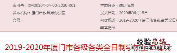 厦门小学、初中、高中在校人数汇总 厦门市高中生总人数