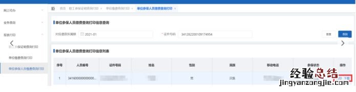 合肥职工医保单位参保人员缴费查询信息打印