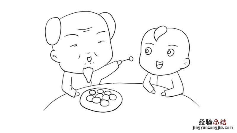 儿童简笔画圣诞老人简笔画 元宵节老人与小孩简笔画
