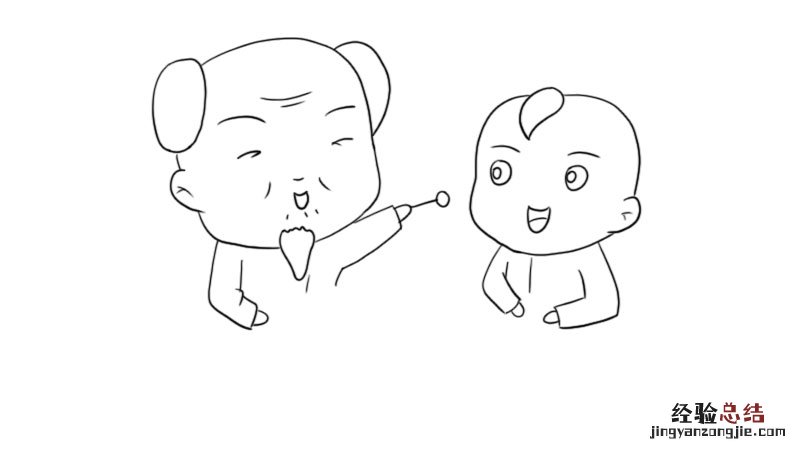 儿童简笔画圣诞老人简笔画 元宵节老人与小孩简笔画