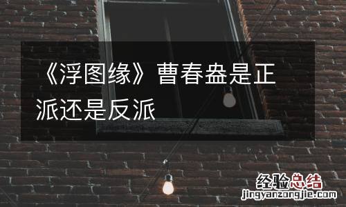 《浮图缘》曹春盎是正派还是反派
