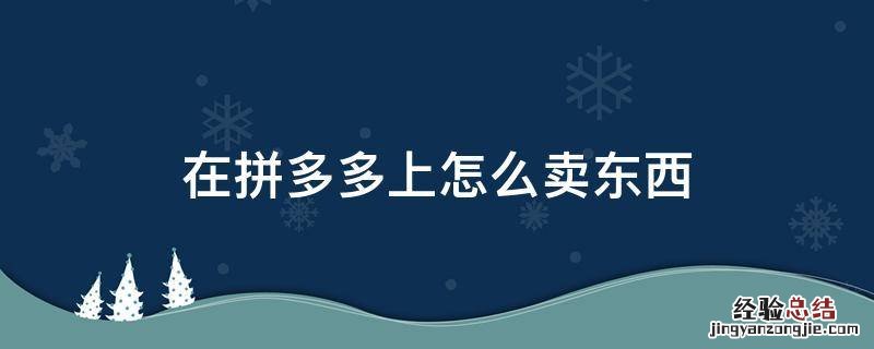 在拼多多上怎么卖东西视频 在拼多多上怎么卖东西