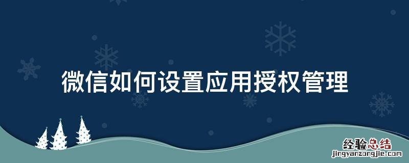 微信授权管理怎么添加应用到授权管理 微信如何设置应用授权管理