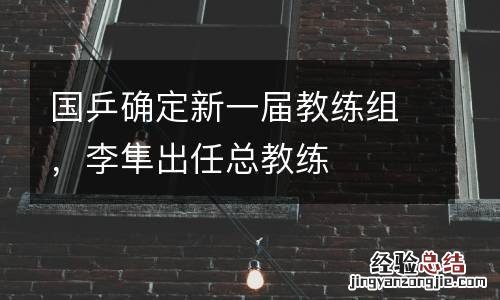 国乒确定新一届教练组,李隼出任总教练
