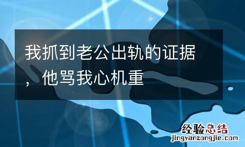 我抓到老公出轨的证据,他骂我心机重