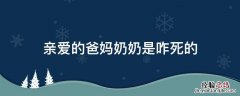 亲爱的爸妈奶奶是咋死的 亲爱的爸妈里的奶奶