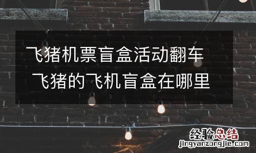 飞猪机票盲盒活动翻车 飞猪的飞机盲盒在哪里
