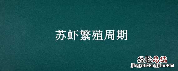 苏虾生长周期 苏虾繁殖周期