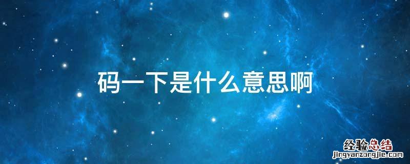 码一下是什么意思啊 码了的意思