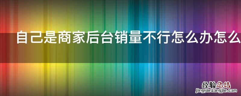 自己是商家后台销量不行怎么办怎么办