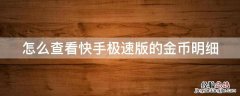 怎么查看快手极速版的金币明细 怎么查看快手极速版的金币明细呢