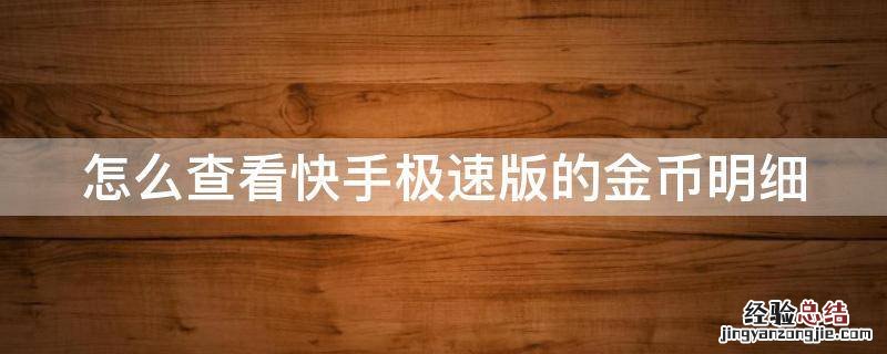 怎么查看快手极速版的金币明细 怎么查看快手极速版的金币明细呢