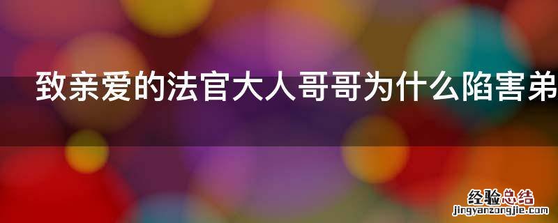 致亲爱的法官大人哥哥为什么陷害弟弟