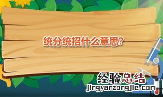 统分统招什么意思