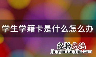 学籍卡是不是学生卡 学生学籍卡是什么怎么办