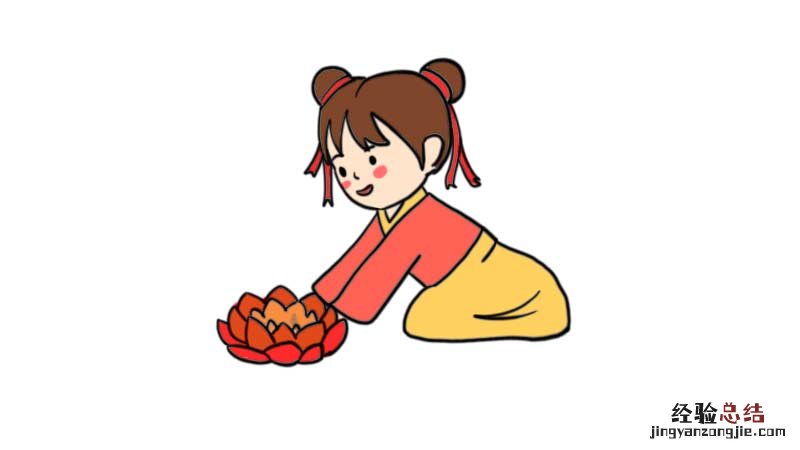 中元节河灯简笔画 寒衣节放河灯简笔画