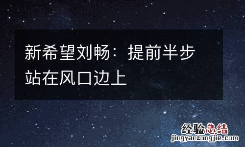 新希望刘畅:提前半步站在风口边上