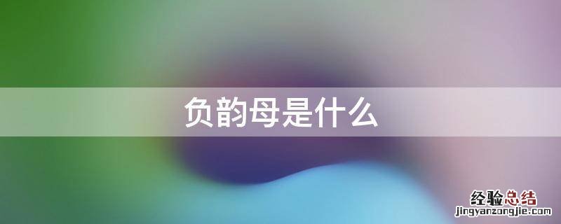 负韵母是什么东西 负韵母是什么