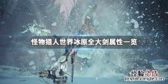 怪物猎人世界冰原火属性大剑 怪物猎人世界冰原全大剑属性一览