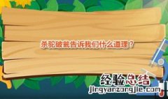 杀驼破瓮告诉我们什么道理 杀驼破瓮告诉我们什么道理