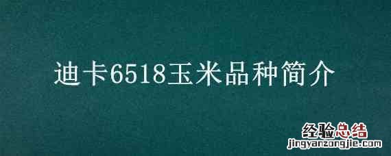迪卡6518玉米品种简介 迪卡653玉米品种简介迪卡1210