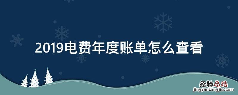 网上查询电费账单 2019电费年度账单怎么查看