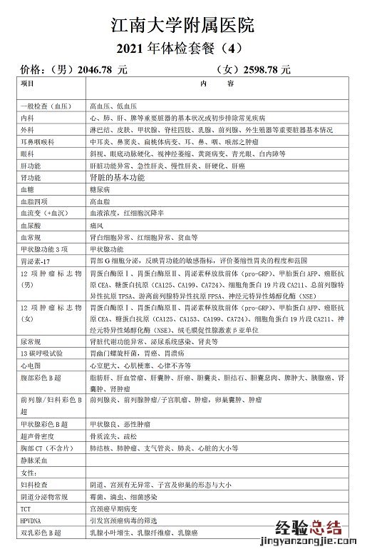 江南大学附属医院基础体检价格+项目+预约流程