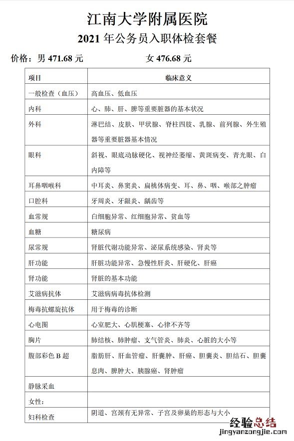 江南大学附属医院入职体检多少钱呀 江南大学附属医院入职体检多少钱