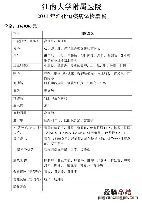 呼吸道+消化道+妇科+备孕 江南大学附属医院特色体检套餐价格及项目