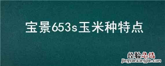 宝景653s玉米种特点 宝景6161玉米种