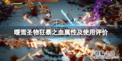 暖雪狂暴之血好用吗