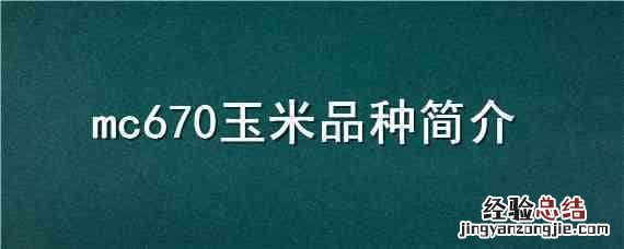 mc670玉米品种简介 产量最高的玉米新品种mc670