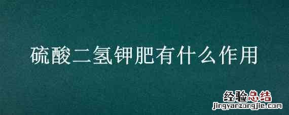 硫酸二氢钾肥有什么作用 硫酸二氢钾肥有什么作用千分之人