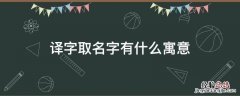 译字取名寓意是什么 译字取名字有什么寓意