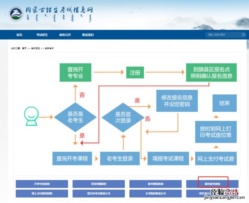 内蒙古招生考试信息网自学考试打印准考证入口