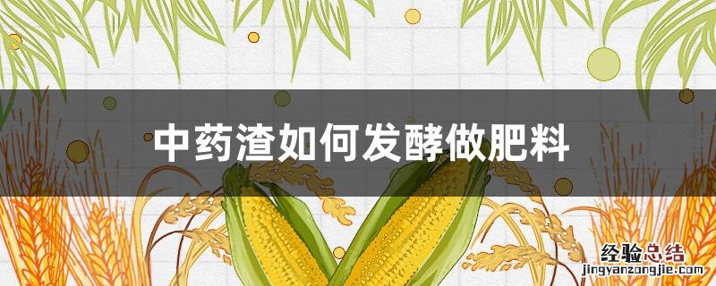 中药渣如何发酵做肥料 中药渣如何发酵做肥料这个肥料给什么树上最好的