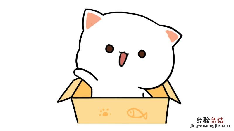 最简单的礼物盒简笔画 礼物盒里的小猫咪简笔画