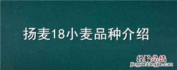 扬麦18小麦品种介绍 扬麦系列小麦品种最高产的是哪一种