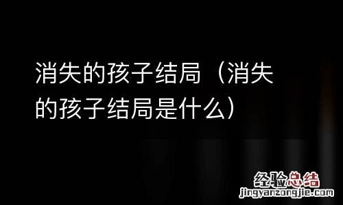 消失的孩子结局是什么 消失的孩子结局