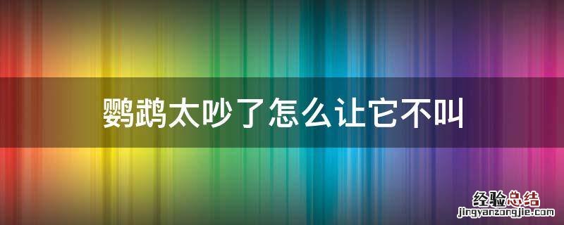 鹦鹉太吵了怎么让它不叫 牡丹鹦鹉太吵了怎么让它不叫