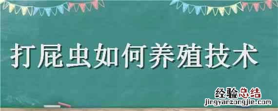 打屁虫如何养殖技术 打屁虫养殖基地