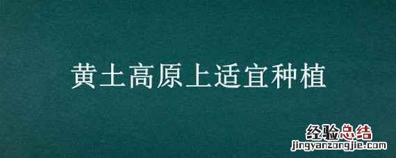 黄土高原上适宜种植 黄土高原上适宜种植什么