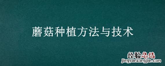 蘑菇种植与栽培技术 蘑菇种植方法与技术