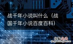 战国千年小说百度百科 战千年小说叫什么
