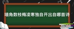 墙角数枝梅凌寒独自开这首诗是什么 墙角数枝梅凌寒独自开出自哪首诗