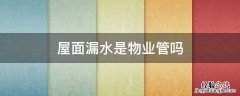 房屋室内水管漏水和物业 屋面漏水是物业管吗