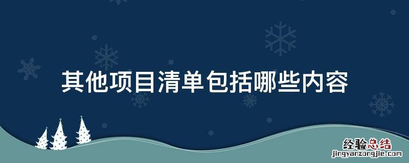 其他项目清单包括哪些内容 其他项目清单是什么
